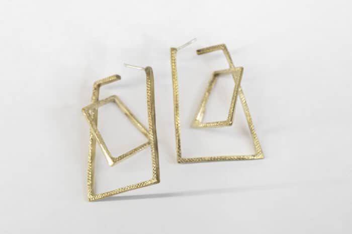 frame earrings gold bronze